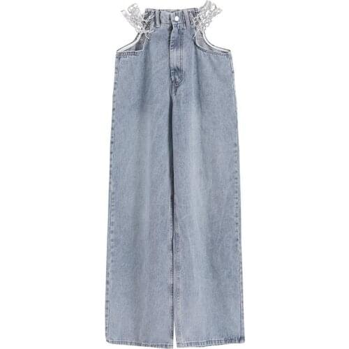 Y2K Chain Streetwear Hip Hop Vintage High Waist Boyfriend Jeans For Trousers Women Denim Wide-legged Female Pants Bottoms Jeanse