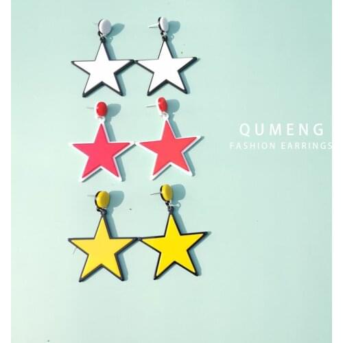 QUMENG 2020 korean Geometric Acrylic Star Earrings Punk Rock Classic Vintage Earring For Women fashion Big Jewelry