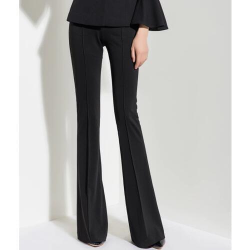 ACRMRAC Women Original Spring and autumn High waist Solid color Small Flare Pants trousers casual pants