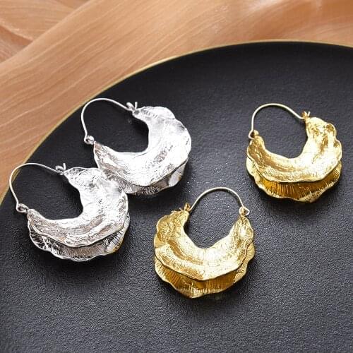 New Za Vintage Irregular Earrings For Women Punk Style Metal Gold Color Drop Earring Statement Jewelry Gifts Wholesale