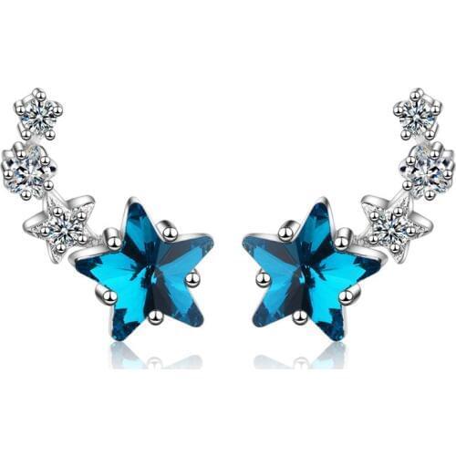 WYJZY Blue five-pointed star ladies earrings unique design ladies simple matching earrings exquisite birthday gift jewelry