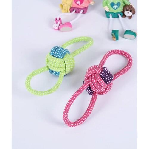 1PC Pet Toy Cotton Rope Woven Pet Rope Knot Toy Small Two-color Double Ear Cotton Rope Ball Dog Toy