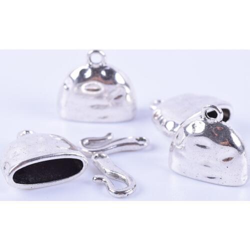 10sets 16.74x5.8mm Antique Silver Oval Holes End Caps/Clasp for Leather Bracelet Jewelry Findings--CLP1288AS