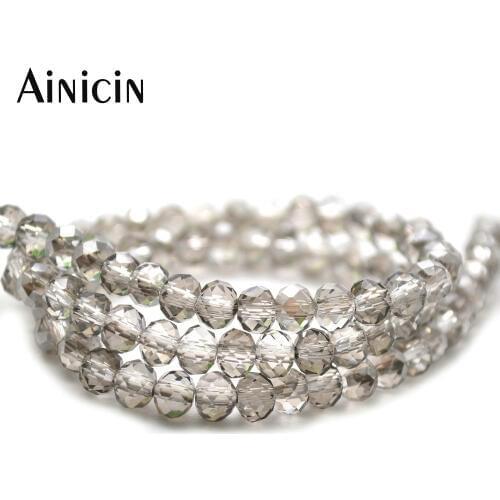 20 Strands Gray Silver Color Faceted Crystal Glass Beads Fashion Women Jewelry Making Beads