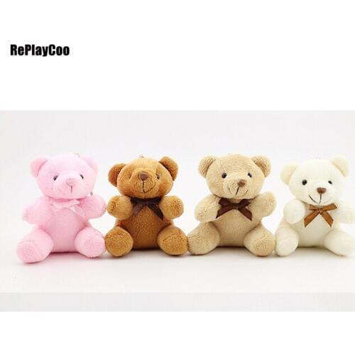 20Pcs/Lot Kawaii Small Joint Teddy Bears Stuffed Plush With Chain Sit Height 8CM Teddy-Bear Mini Bear Ted Plush Toys Gifts 046