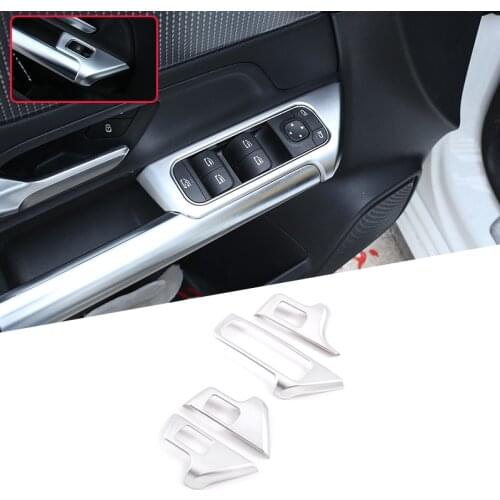 4 Pcs ABS Chrome For Mercedes Benz B GLB Class W247 X247 2019-2020 Car Window Lift Button Frame Trim Car Accessories