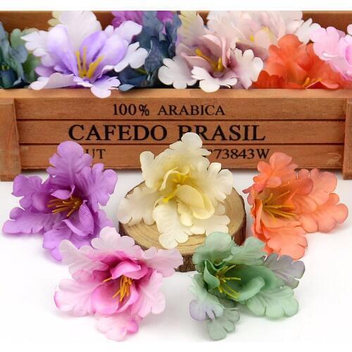 50pcs/lot 6cm Mini Silk Orchid Artificial Flower Head For Wedding Decoration DIY Wreath Gift Scrapbooking Craft Fake Flowers