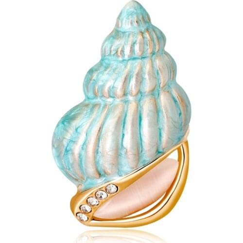 Conch Brooch Pin Jewelry Women Banquet Blue Shell Enamel Gift Decoration Corsage