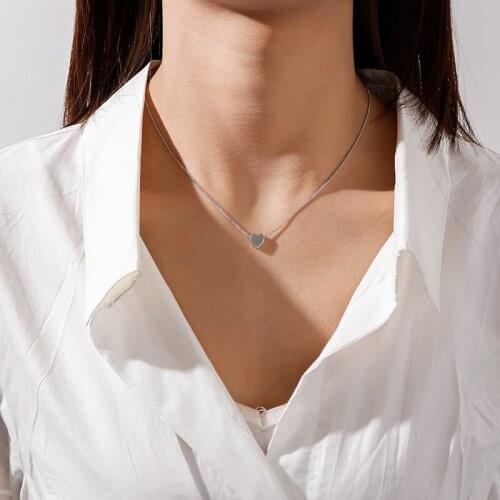 Simple Style Mini Love Heart Chain Necklaces Pendants for Women Female Alloy Gold Silver Color Necklaces Girls Daily Jewelry