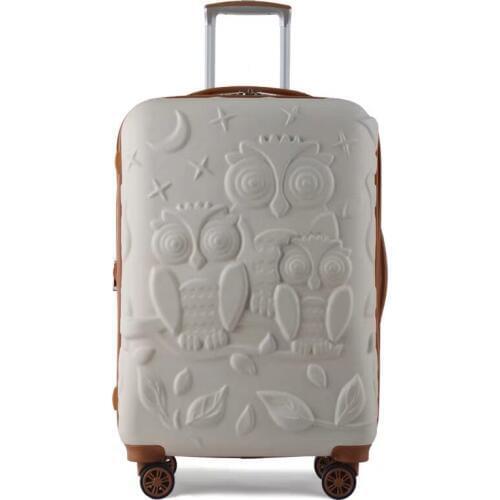 Men Owl bump print Rolling Luggage Spinner brand Women Trolley Suitcase Wheels mala 18 24 28 Carry On Travel Bag Hardside Trunk