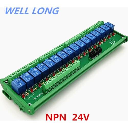 DIN Rail Mount 16 Channel NPN Type 24V 10A Power Relay Interface Module,SONGLE SRD-24VDC-SL-C Relay