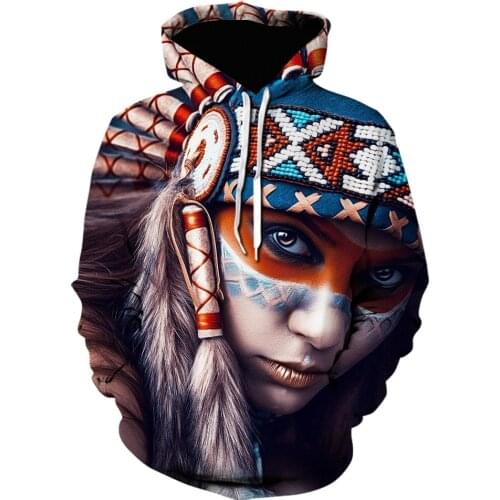 Indian style beauty 3D Printed hoodie Classic harajuku hoodies Casual loose Sweatshirt Personality Daily jacket Streetwear coat