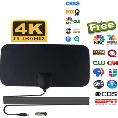 Kebidumei Hot 4K 25DB High Gain HD TV DTV Box Digital TV Antenna 50 Miles Booster Active Indoor Aerial HD Flat Design For HDTV
