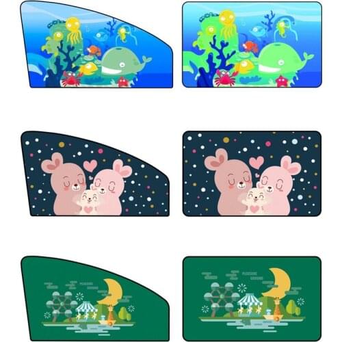 1PC Magnetic Car Side Window Sunshade Curtains Auto Windows Sun Visor Animal Pattern Blinds Cover Adjustable Sun Shade
