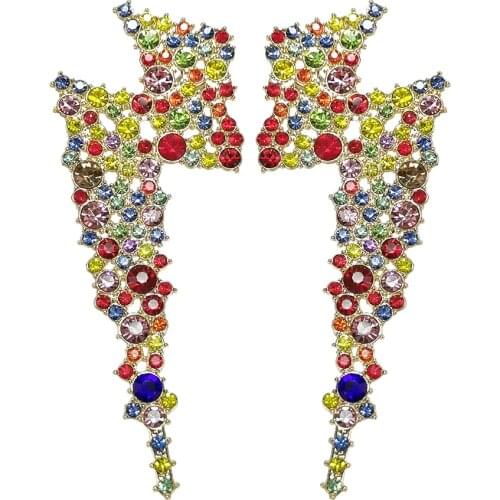 MANILAI New Design Colorful Crystals Geometric Metal Gold Stud Earrings Fashion Trend Jewelry Accessories For Women 2021