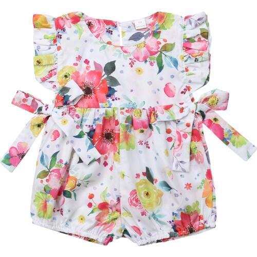 Cute Flower Infant Newborn Baby Girls Clothing Ruffles Rompers Baby Summer Jumpsuit Playsuit 2019 Baby Girl Costume