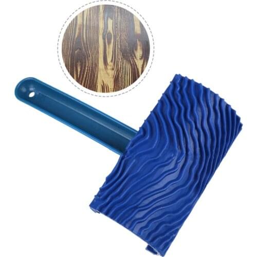Multifunctional Wood Grain Wall Decorative Paint Roller Brush Blue Handle Tool Household Use DIY Easy to Operate Paint