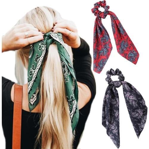 Fashion Dot Ribbon Hair Scrunchies For Women Hair Ring Female Ponytail Chiffon Fabric Ribbon Hair Ties Korean Hair Accessories