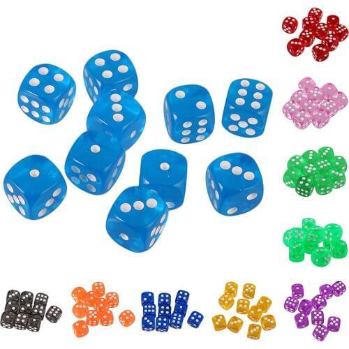 Pack of 10pcs Acrylic Standard Size Blank D6 Dice for D&D TRPG Party Board Game Toys