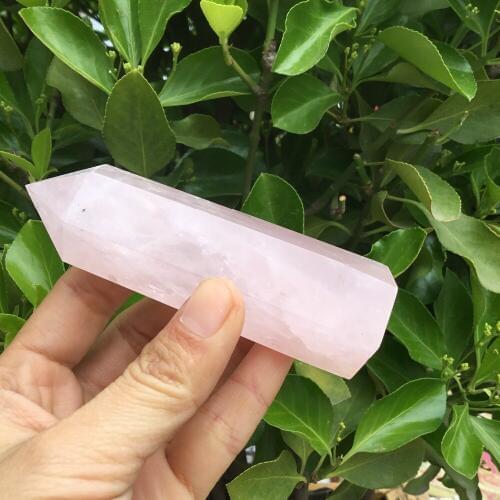 Natural Rose Quartz Crystal Points Tower Obelisk Polished Healing Display Stone For Reki And Meditation