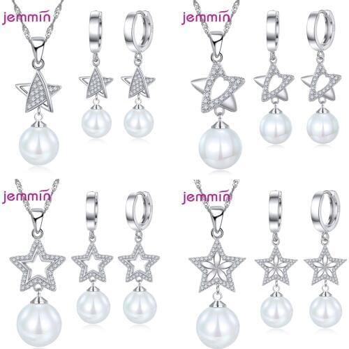 Genuine 925 Sterling Silver Jewelry Sets For Women New Arrivals Shiny Stars Shape Pendant Fashion Jewelry Multiple Models