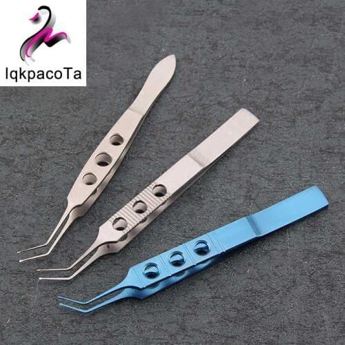 Crystal implant tweezers soft Huff-style forceps dovetail round head implanted tweezers Titanium alloy stainless steel 11cm