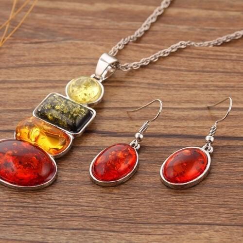 QianBei 2018 New Insect Color Beeswax Jwelry Set Earrings Pendant Necklace Set Women Fashion Wedding Gift Jewelry