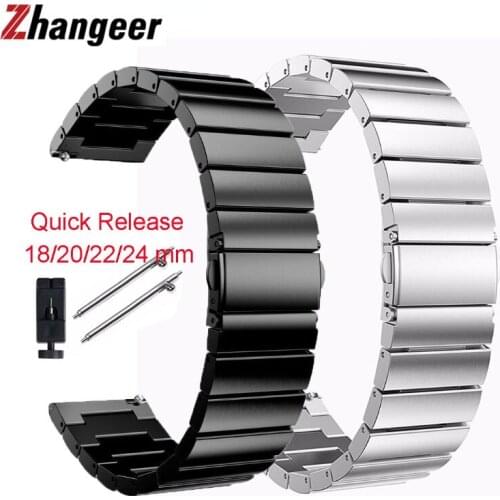 Stainless Steel Watch Band for Samsung S3 Galaxy Watch 3 41mm 45mm Replacement Smart Watch Link Bracelet Strap 18/20/22/24mm