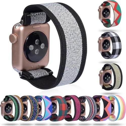 38/42mm Fashion Elastic Nylon Watch Strap Loop Band Leisure Replacement Strap Bracelet For Apple Watch Series Smart Watch Band