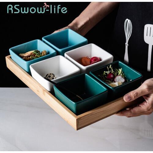 Restaurant Supplies Creative Partition Plates Nut Snack Plate Household Ceramic Plate Fruit Snack Platter For Kitchen Supplies