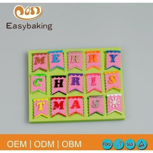 Christmas 12 Flags Letters Snowflake Silicone Cookie Cupcake Fondant Cake Decorating Mold Baking Tools Kitchen Accessories
