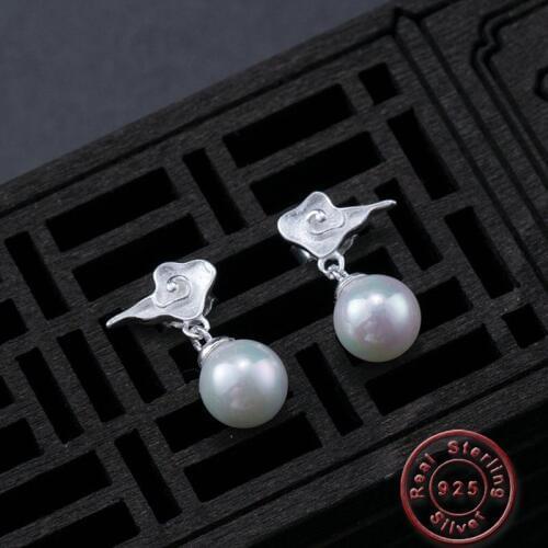 Amxiu Natural Freshwater Pearl Earrings S925 Sterling Silver Earrings Cloud Drop Earrings For Women Girls Jewelry Accessories