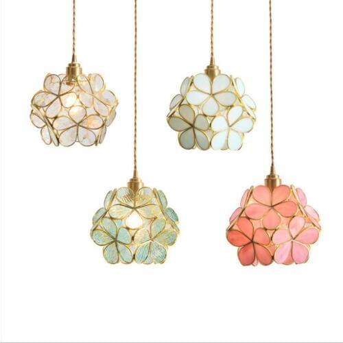 Modern Glass Copper Bedside Pendant Lights Creative Art Flower Design Girl Bedroom Lamps Aisle Coffee Shop Decor Light Fixtures