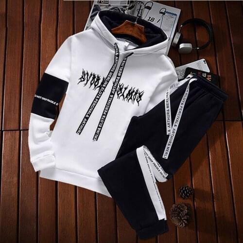 Brand Mens Hooded Tracksuit Two Pieces Sets Hoodies+Sweatpants Men Sports Leisure Fitness Mens Clothing Women Sport Clothing