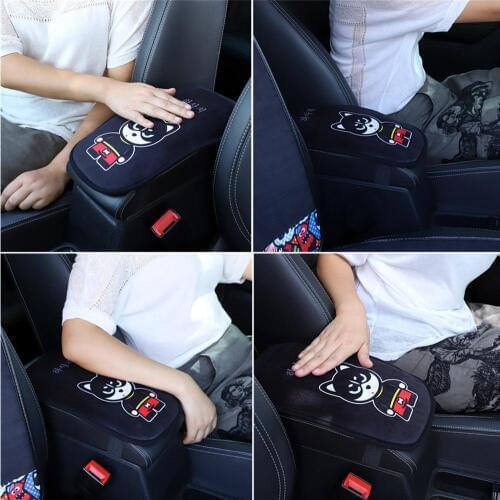 Universal Car Armrest Box Pad Cushion Cover Cartoon Center Console Armrest Protector Auto Arm Rest Seat Box Pad Protective Cover