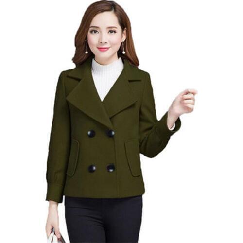 2019 fashion woolen coat women casual short blazer outerwear spring autumn female Double-breasted small jacket Plus size 2936