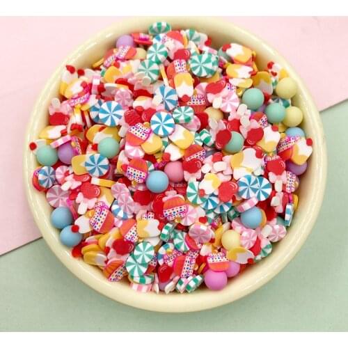 100g Mix Cake Candy Ball Polymer Hot Clay Sprinkles for Slimes Filler Tiny Cute Plastic Klei Accessories DIY Sequin Crafts