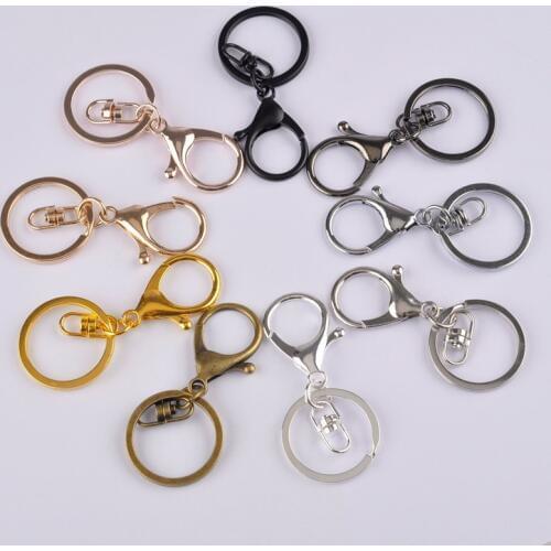 100piece 35mm Lobster Clasp Hook and 30mm Ring Keychain Split Keyring For DIY Jewelry Making Accessories