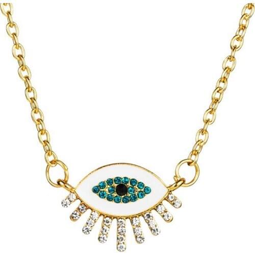 2020 New Classic Fashion Luxury Casual Style Necklace Blue Evil Eye Golden Pendant Necklace Women Party Gift