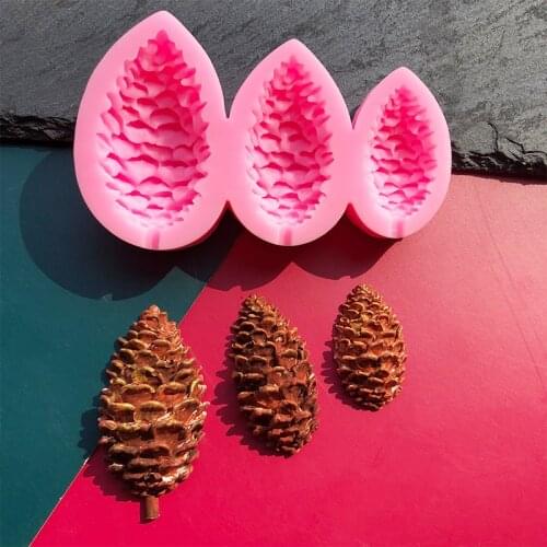3 pine cones stick silicone mold christmas cake decoration chocolate flip sugar baking tools aromatic gypsum drip mold crafts