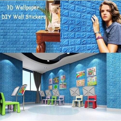 New PE Foam 3D Wallpaper DIY Wall Stickers Wall Decor Embossed Brick Stone House Poster 77*70cm