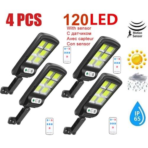 4pcs tabular oblong 100 LED Solar Garden Wall Light Outdoor Waterproof Infrared PIR Motion Sensor Solar Lamp street security lam