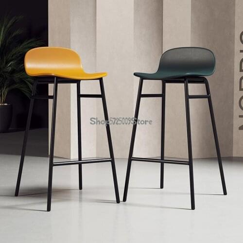Solid Wood Bar Chair Modern Simple Log Bar Chair Nordic Leisure Home Dining Chair Office Front Desk High Footed Bar Stool