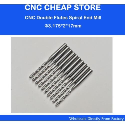Free shipping, 10pcs 3.175*2*17mm 2 Flutes Carbide Mill Spiral Cutter and Bits Cutting Tools for CNC Machine Engraving Works