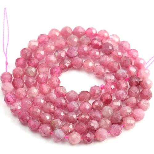 100% Natural Stone Bead Small Faceted Hole Beads for Women Jewelry Gift Making DIY Necklace Bracelet 2-5mm 15inch