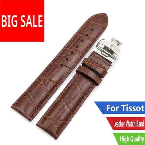 CARLYWET 19mm Black Brown Real Calf Leather Replacement Watch Band Strap Bracelet For Tissot PRC200 T17 T461 T014430 T014410