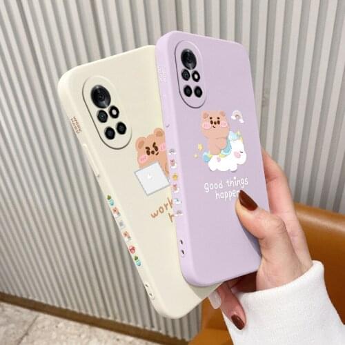 Quiet Hardworking Bear Phone Case For Huawei Nova8 8Pro 8SE Nova 7 7Pro 7SE 6 6se 5 5Pro 5Z 5I 5Ipro 5T 4 4E Silicone Cover