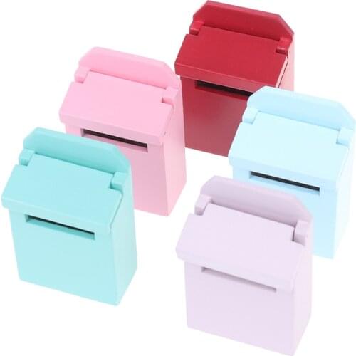 1Pc 1/12 Scale Wooden Mailbox Dollhouse Miniature For Fairy Garden Door Decor Kids Furniture Toys 5 Colors
