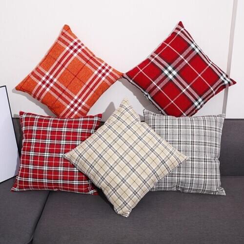 Geometric Pillow cover Cotton Linen plaid Pillowcase Grid print Nordic simplicity Living room sofa pillow cushion home decor