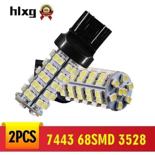 Hlxg 2PCS 2x T20 Car Led Signal Lamp 7443 Led W21/5W WY21W Auto Turn Signal Light Reverse Tail Brake Lights 12V